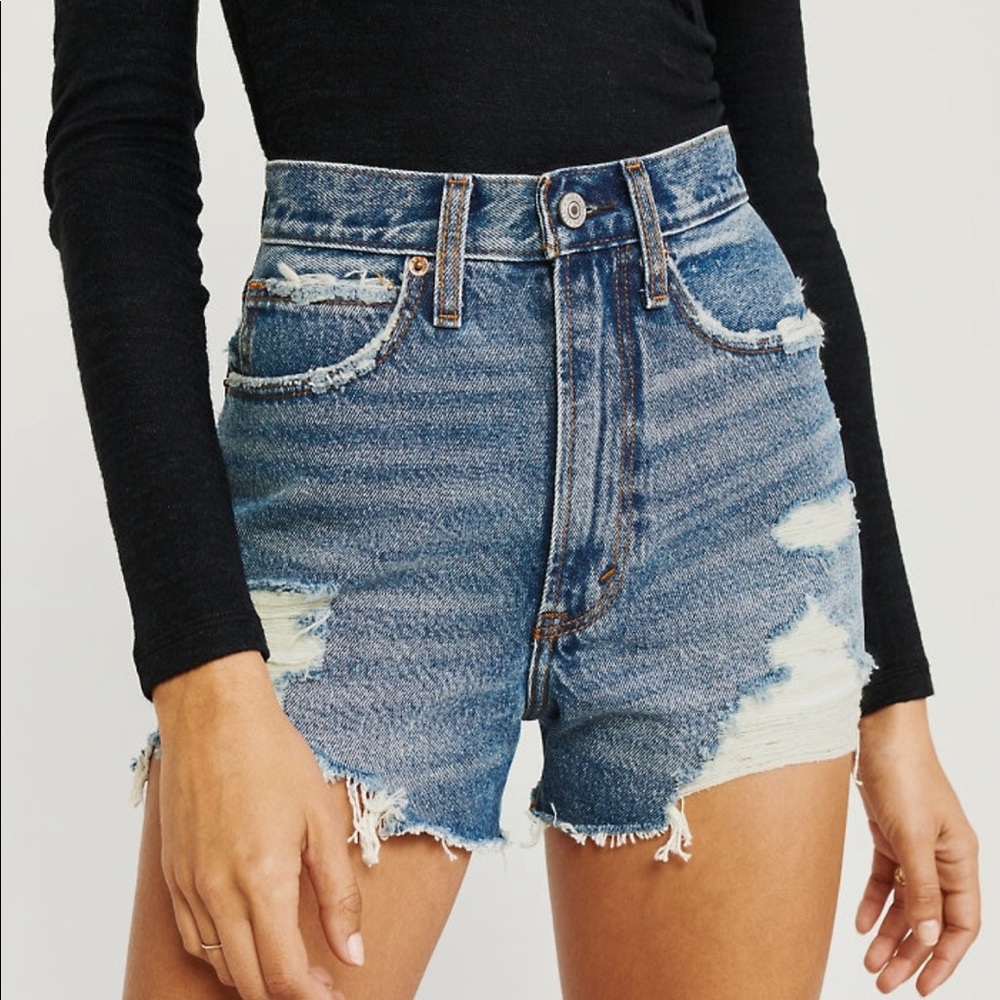 High rise denim shorts